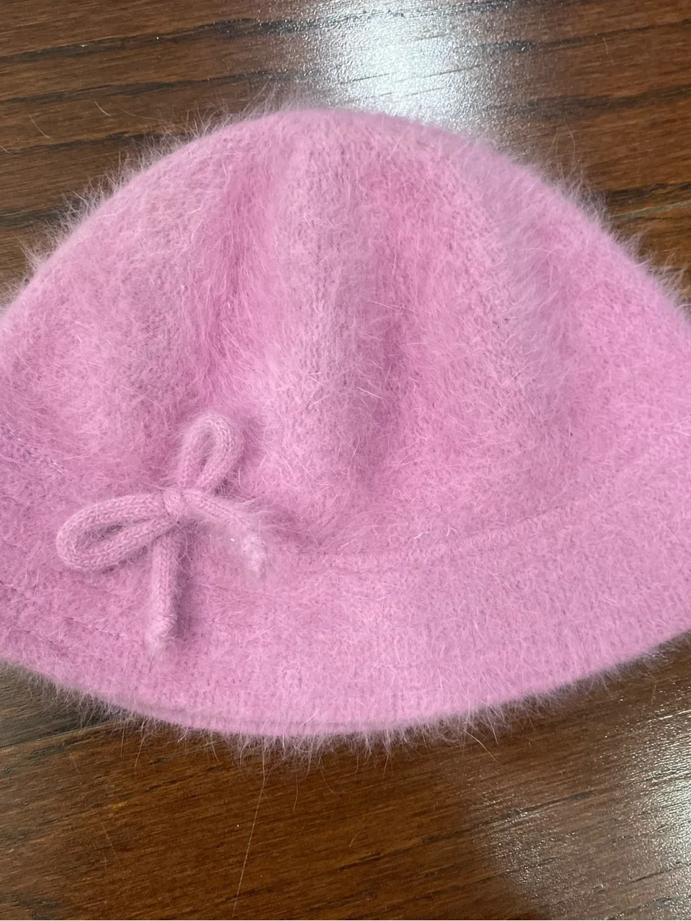 Angora Blend Bucket Hat Pink Fuzzy One Size Y2K 00s Streetwear